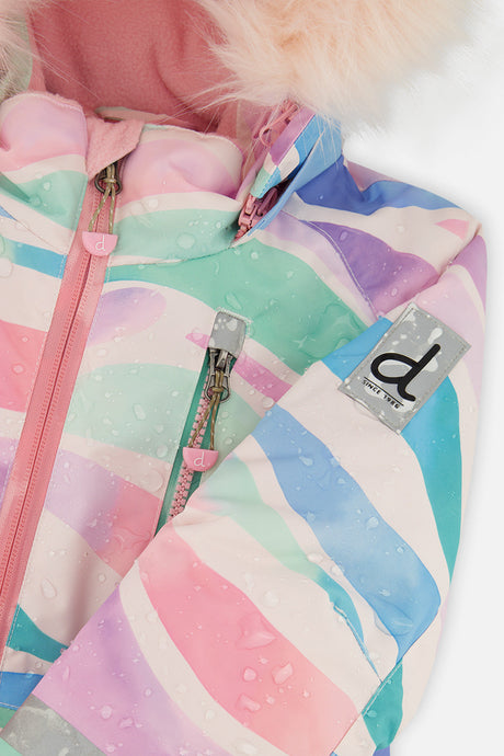 Deux par Deux girls' PLAY one-piece snowsuit in multicolor line print – product view 4