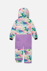 Kids One Piece Play Snowsuit Multicolor Diamond Print-4