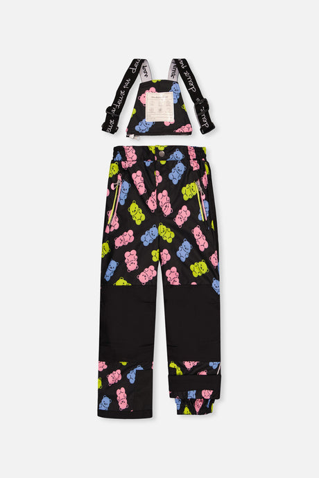 Deux par Deux girls' PLAY two-piece snowsuit in Multicolor Gradient with gummy-bear print pants, additional product view