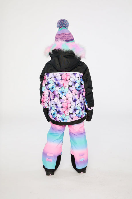 Two Piece Play Snowsuit Purple Floral Print With Gradient Pants-3