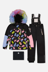 Two Piece Play Snowsuit Black Gummy Bear Print-0