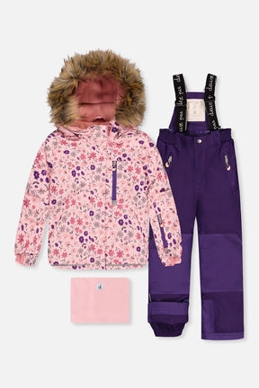 Two Piece Play Snowsuit Pink Mini Flower Print-0