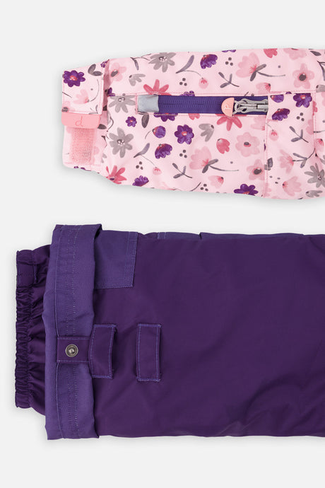 Deux par Deux girls' PLAY snowsuit with pink mini flower jacket and solid snow pants, alternate view 10