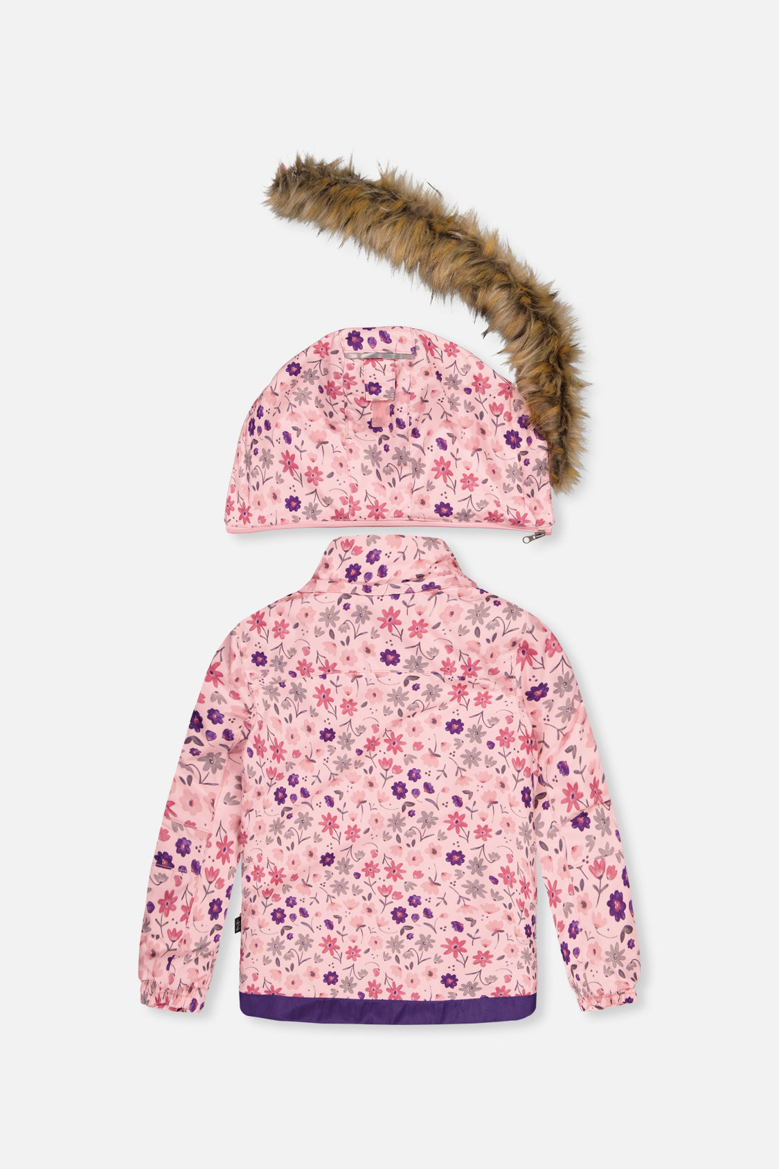 Deux par Deux girls' PLAY snowsuit with pink mini flower jacket and solid snow pants, alternate view 3