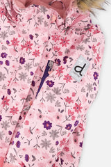 Deux par Deux girls' PLAY snowsuit with pink mini flower jacket and solid snow pants, alternate view 8