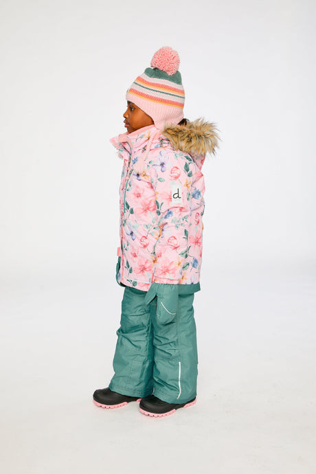 Two Piece Play Snowsuit Pink Vintage Floral Print-3