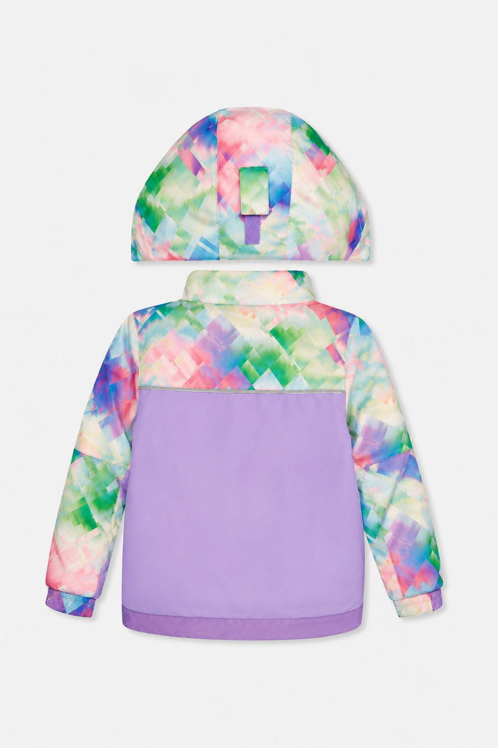 Deux par Deux girls' PLAY snowsuit with multicolored diamond-print snow pants, alternate view
