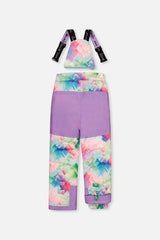 Deux par Deux girls' PLAY snowsuit with multicolored diamond-print snow pants, alternate angle