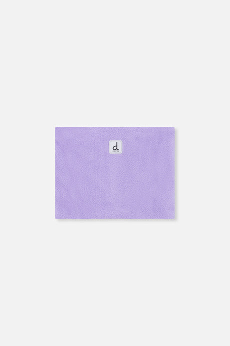 Lavender polar fleece neckwarmer included with the PLAY snowsuit