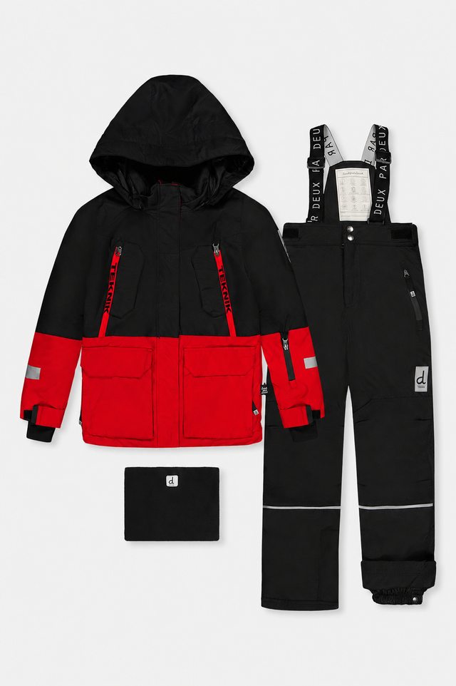 Two Piece Teknik Snowsuit Red With Black Pants-0
