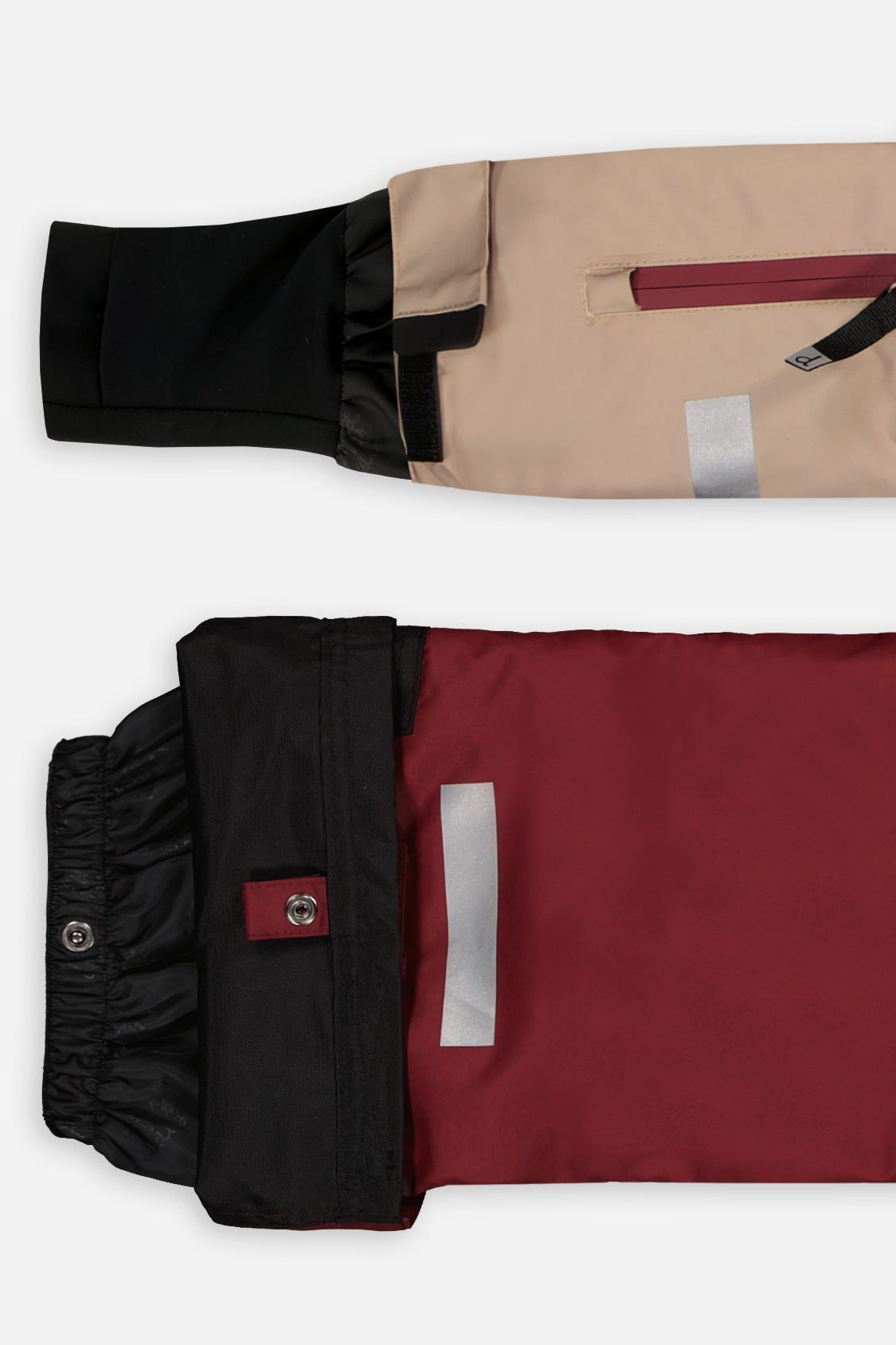 Deux par Deux TEKNIK two-piece snowsuit, black, beige and burgundy, alternate view 9