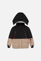 Two Piece Teknik Snowsuit Black Beige And Burgundy-4