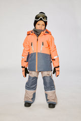 Two Piece Teknik Snowsuit Bright Orange Grey And Taupe-1