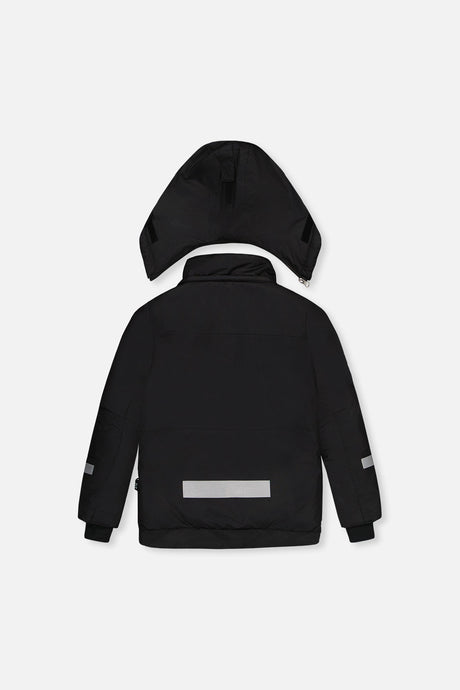 Back of the black TEKNIK jacket and hood