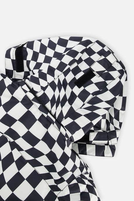 Close-up of the checkered TEKNIK hood