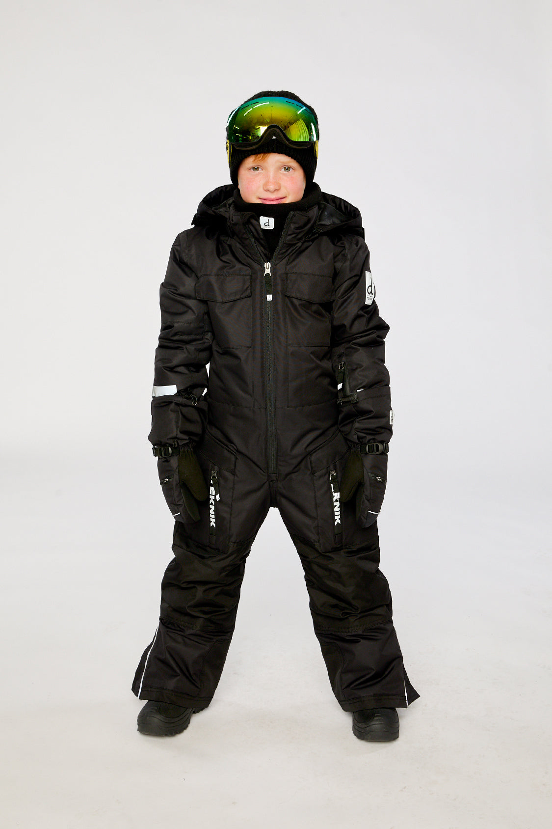 Kids One Piece Teknik Snowsuit Black-1