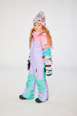 Kids One Piece Teknik Snowsuit Lavender Turquoise And Orange-2