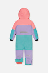 Kids One Piece Teknik Snowsuit Lavender Turquoise And Orange-4