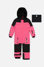 Kids One Piece Teknik Snowsuit Bright Pink-0