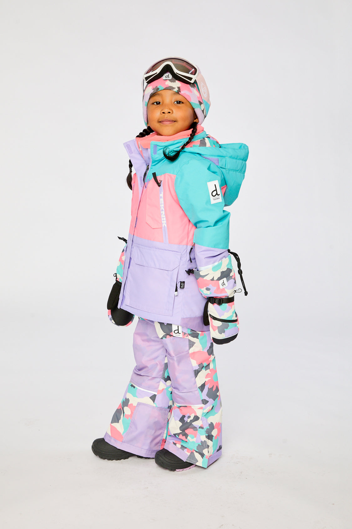 Two Piece Teknik Snowsuit Turquoise Orange And Mauve-2