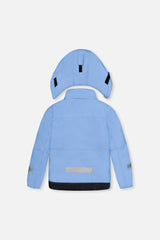 Back of the blue-violet TEKNIK jacket and hood