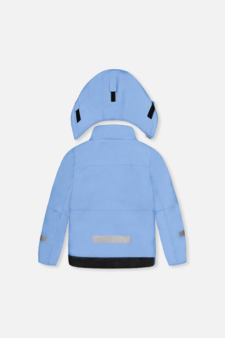 Back of the blue-violet TEKNIK jacket and hood