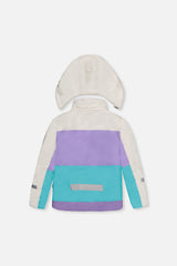 Back of the color-block TEKNIK jacket and hood