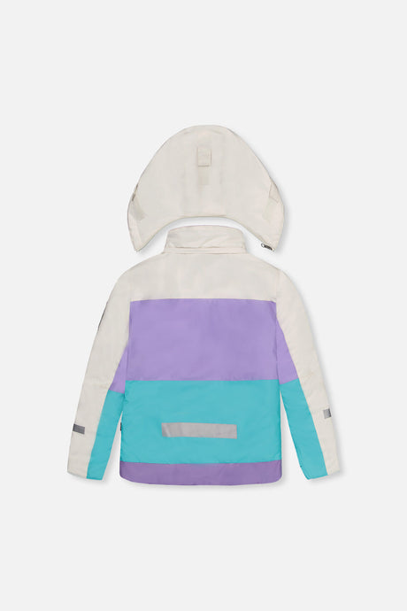 Back of the color-block TEKNIK jacket and hood