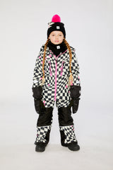 Two Piece Teknik Snowsuit White And Bright Pink Checkered Print-1