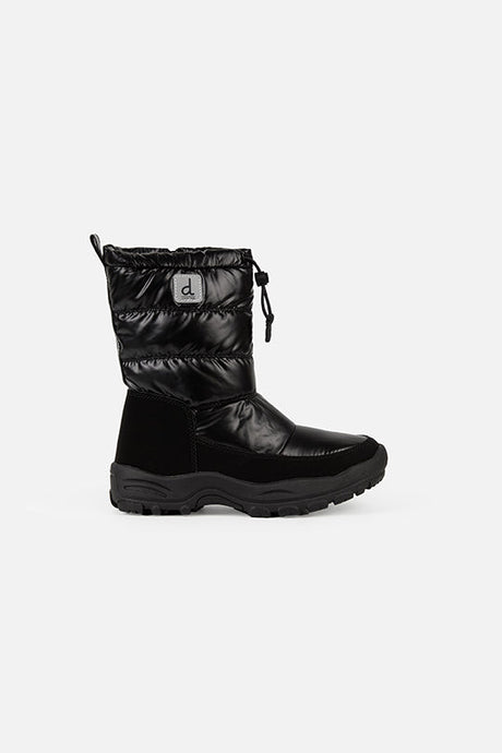 Deux par Deux noir quilted tall snow boot for kids, single boot, side view