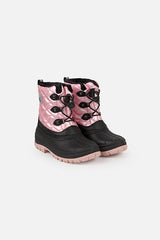 Quilted Winter Boots With Polar Fleece Lining Pale Dusty Pink-0