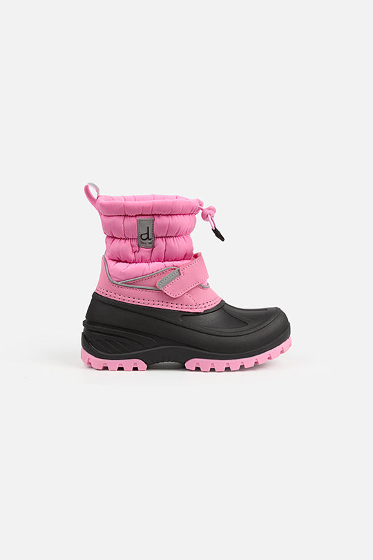 Rubberized Puffer Winter Boots Pink-1
