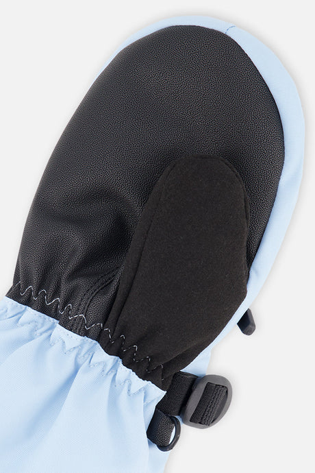Deux par Deux Teknik kids' mittens in light blue – alternate view
