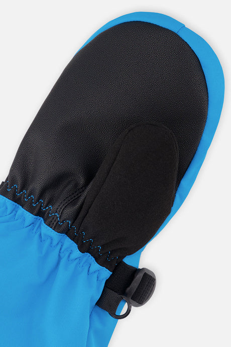 Deux par Deux Teknik kids' mittens in blue – alternate view