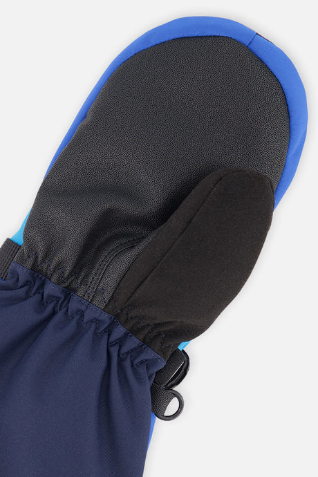 Deux par Deux Teknik kids' mittens in dark blue – alternate view