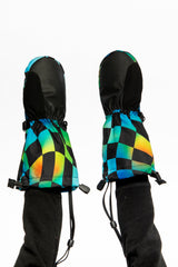 Teknik Winter Mittens Blue Checkered Print-3