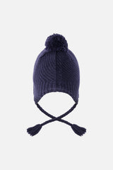 Winter Peruvian Knit Hat With Pompom Navy Blue-2