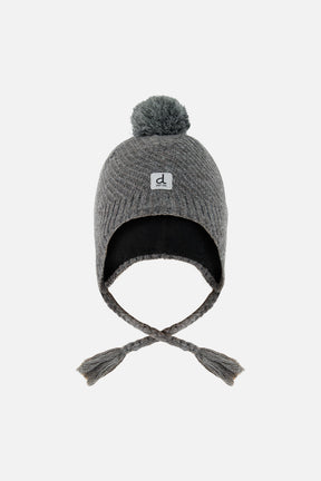 Winter Peruvian Knit Hat With Pompom Cool Dark Grey-0