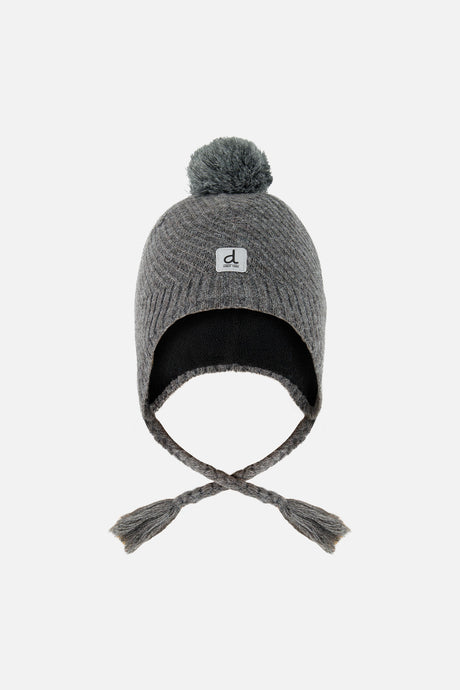 Winter Peruvian Knit Hat With Pompom Cool Dark Grey-0