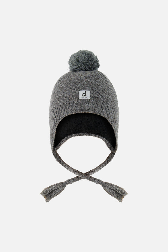 Winter Peruvian Knit Hat With Pompom Cool Dark Grey-0