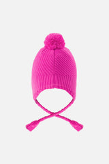 Winter Peruvian Knit Hat With Pompom Bright Pink-2