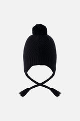 Winter Peruvian Knit Hat With Pompom Black-1