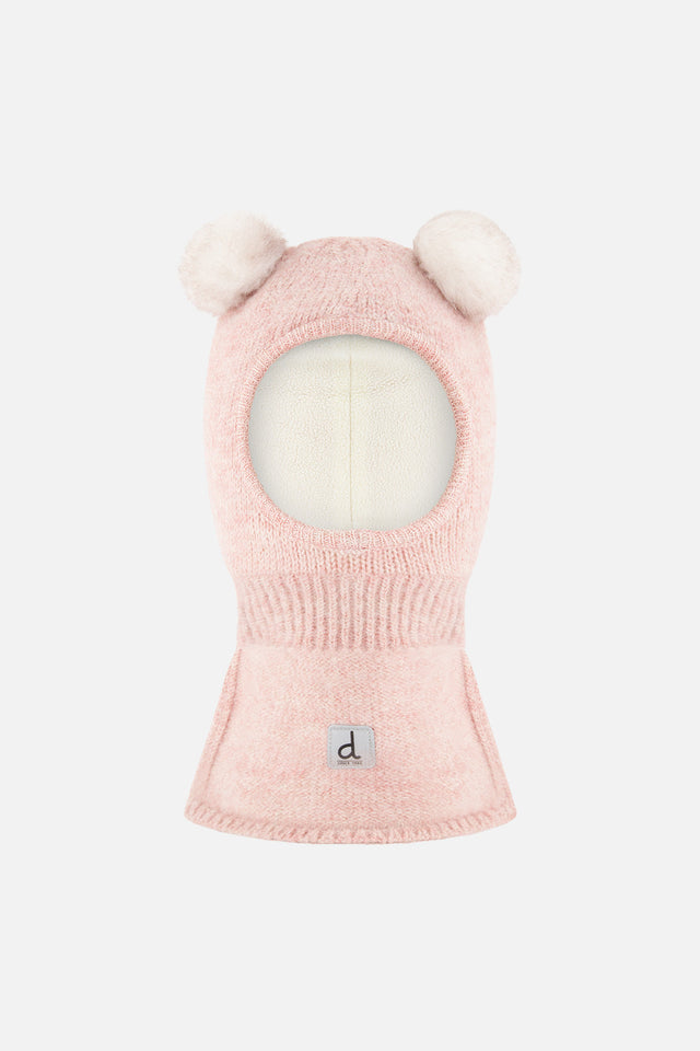 Baby Knit Bear Balaclava Pale Dusty Pink-0