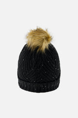 Winter Knit Hat With Pompom Black-2