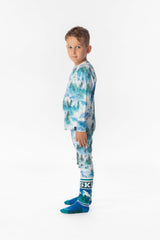 Two Piece Thermal Underwear Blue Mountain Print-2