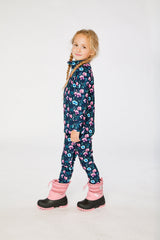 Two Piece Thermal Underwear Blue Floral Print-2