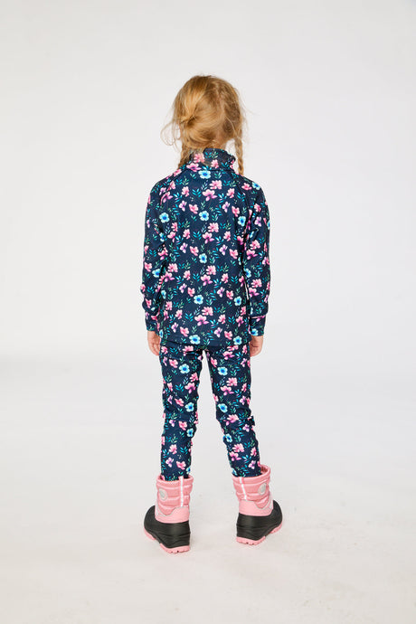 Two Piece Thermal Underwear Blue Floral Print-3
