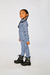 Two Piece Thermal Underwear Blue Leopard Print-4
