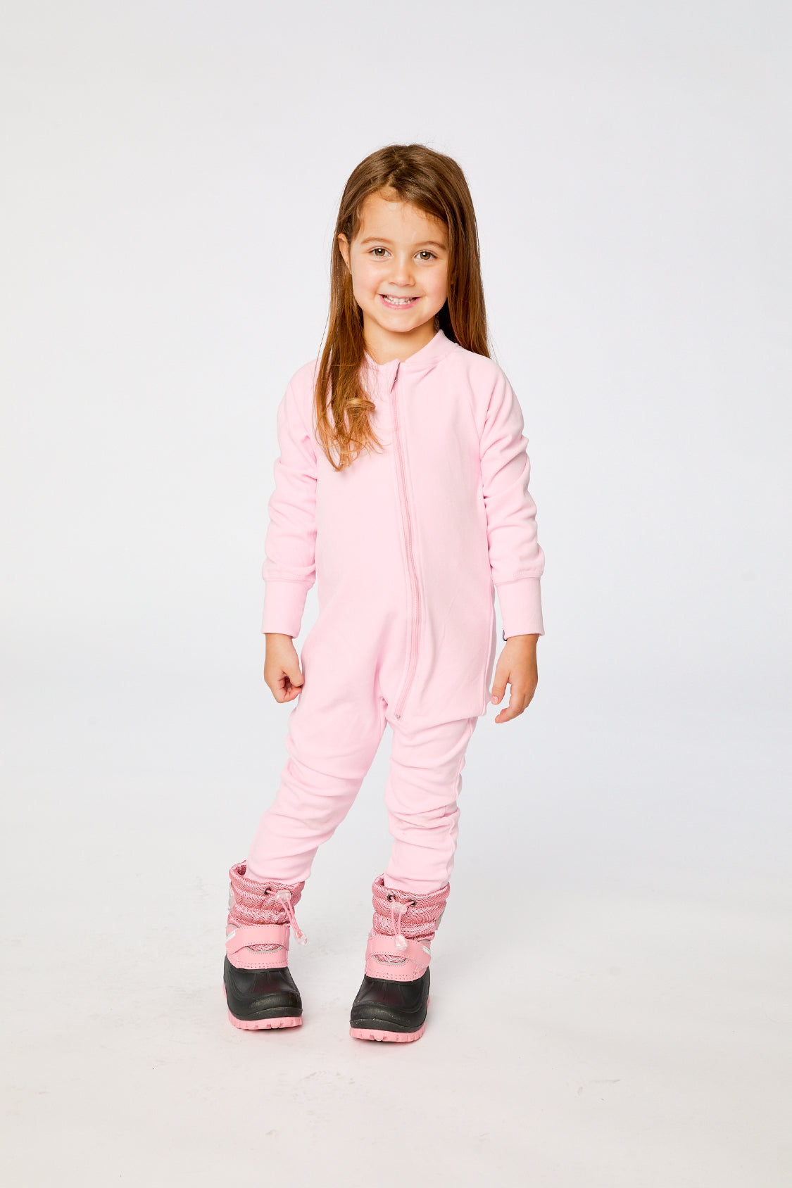 Baby One Piece Thermal Underwear Pale Pink-1