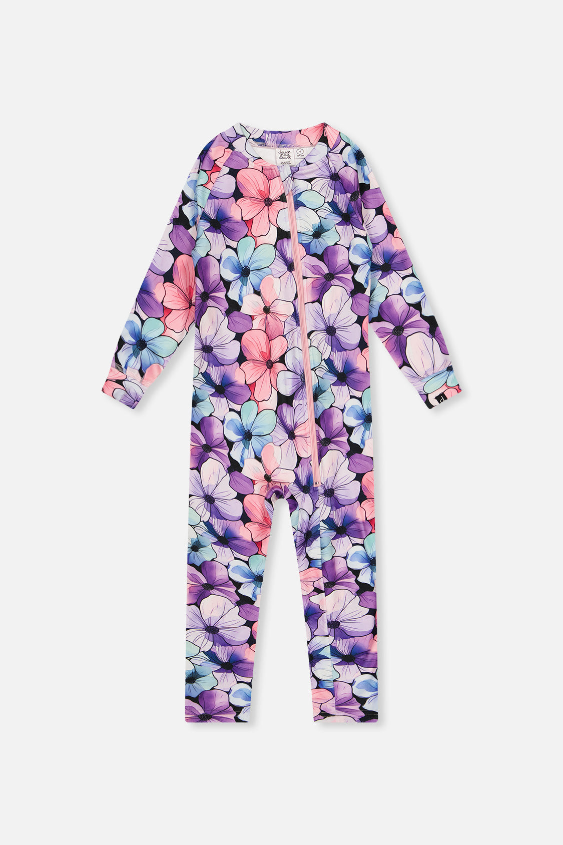 Baby One Piece Thermal Underwear Purple Floral Print-0